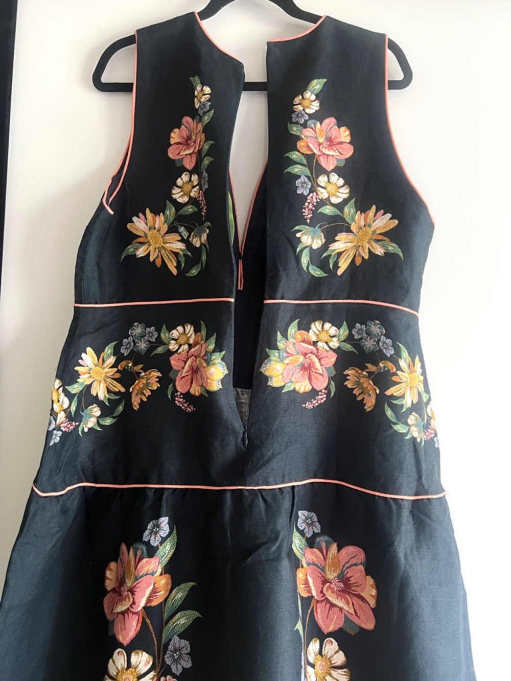 FARM Rio Maira Floral Dark Blue Linen Midi Dress Size XL NWT - Picture 8 of 16